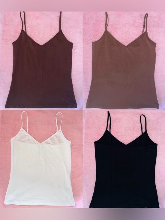 Amazon Essentials Tops - Amazon Essentials 4 Pack V-cut Tank Tops Spaghetti Strap Brown Black White Camis